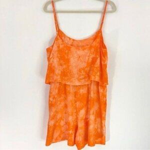 Anthropologie Amadi Emira Orange White Tie-Dye Romper Festival Medium NWT